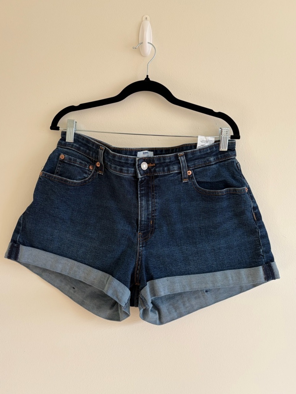 Dark Blue Denim Cuffed Women’s Shorts
